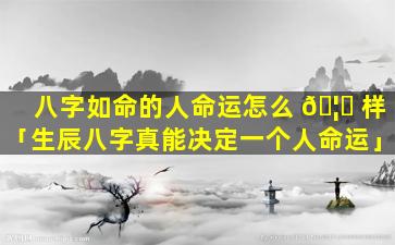八字如命的人命运怎么 🦊 样「生辰八字真能决定一个人命运」